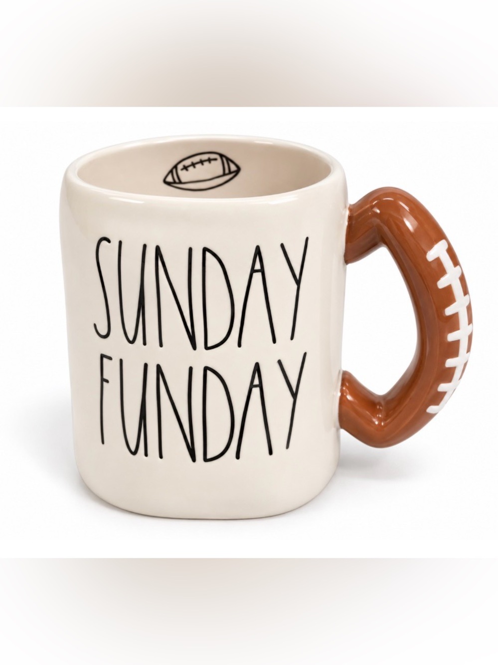 Rae Dunn Sunday Funday Football Mug Brown Handle Artisan Collection NWT